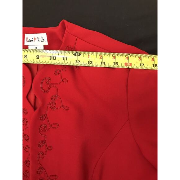 Dani M & Co Blazer Womens 14 Cropped Suit Jacket Flame Red Embroidered - Picture 6 of 7